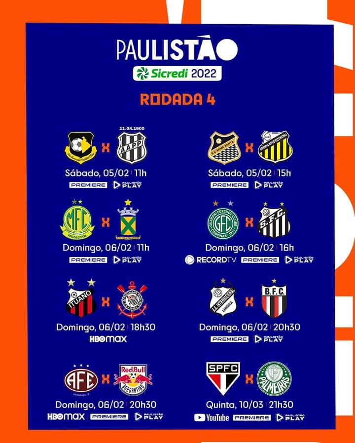 Federação Paulista divulga tabela do Paulistão de 2022; veja os jogos da  primeira rodada - Gazeta Esportiva